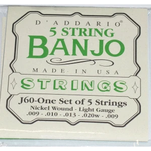 D'ADDARIO J60 - струны для банджо, 5 String and Tenor Banjo/Light/Nickel