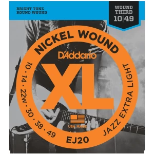 D'ADDARIO EJ20 - струны для электрогитары, Jazz Extra Light, 10-49