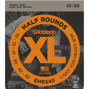 D'ADDARIO EHR340 - струны для электрогитары, Light/Heavy, калён.ст.,шлиф.опл, 10-52